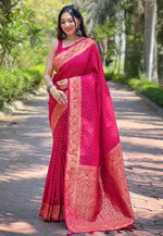 Beauteous Magenta Color Banarasi Fabric Partywear Saree