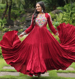 Beautiful Maroon Color Rayon Fabric Gown