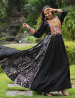 Beautiful Black Color Rayon Fabric Gown