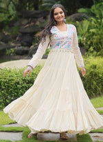 Beautiful Cream Color Cotton Fabric Gown