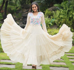 Beautiful Cream Color Cotton Fabric Gown