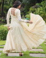 Beautiful Cream Color Cotton Fabric Gown