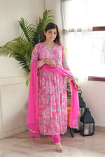 Amazing Pink Color Georgette Fabric Designer Suit