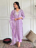 Amazing Purple Color Crepe Fabric Designer Suit