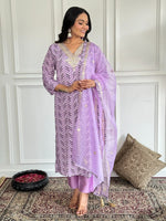 Amazing Purple Color Crepe Fabric Designer Suit