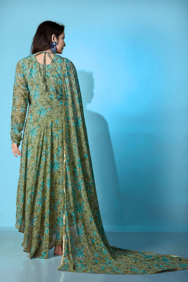 Striking Green Color Georgette Fabric Designer Kurti