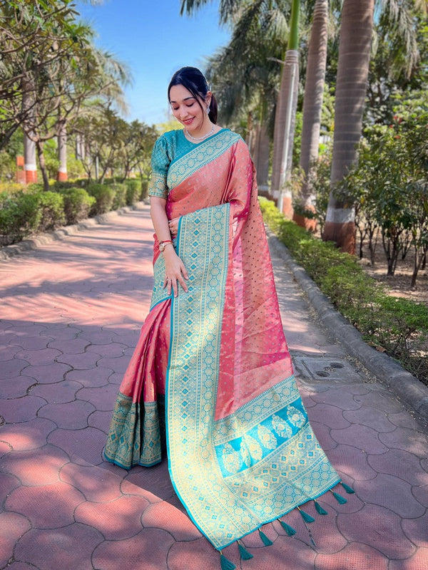 Grand Teal Color Tissue Fabric Partywear Saree