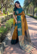 Grand Mustard Color Silk Fabric Partywear Saree