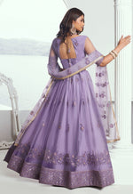 Pleasing Purple Color Net Fabric Party Wear Lehenga