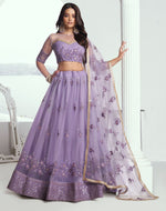 Pleasing Purple Color Net Fabric Party Wear Lehenga