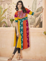 Pretty Multi Color Rayon Fabric Designer Kurti