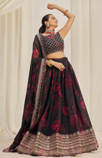 Pleasing Black Color Organza Fabric Party Wear Lehenga