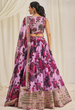 Pleasing Pink Color Organza Fabric Party Wear Lehenga