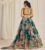 Pleasing Green Color Organza Fabric Party Wear Lehenga