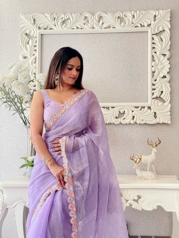 Lovely Purple Color Jimmy Fabric Designer Saree