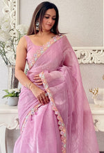 Lovely Pink Color Jimmy Fabric Designer Saree