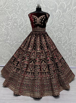 Lovely Maroon Color Velvet Fabric Party Wear Lehenga