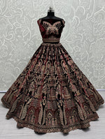 Lovely Maroon Color Velvet Fabric Party Wear Lehenga