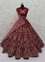 Lovely Pink Color Velvet Fabric Party Wear Lehenga