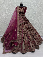 Lovely Purple Color Velvet Fabric Party Wear Lehenga