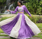 Dazzling Purple Color Rayon Fabric Party Wear Lehenga