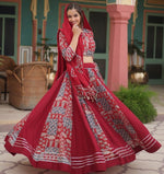 Dazzling Maroon Color Rayon Fabric Party Wear Lehenga