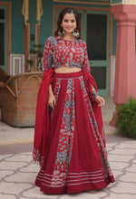 Dazzling Maroon Color Rayon Fabric Party Wear Lehenga