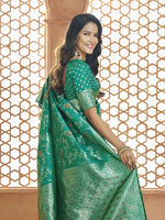 Dazzling Green Color Banarasi Fabric Casual Saree