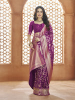 Dazzling Purple Color Banarasi Fabric Casual Saree