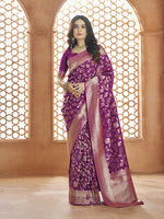 Dazzling Purple Color Banarasi Fabric Casual Saree