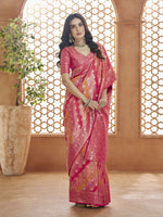 Dazzling Pink Color Banarasi Fabric Casual Saree