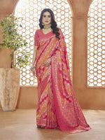 Dazzling Pink Color Banarasi Fabric Casual Saree