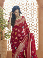 Dazzling Red Color Banarasi Fabric Casual Saree