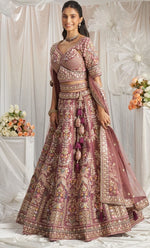 Lovely Wine Color Tissue Fabric Party Wear Lehenga