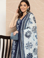 Divine Navy Blue Color Viscose Fabric Designer Suit