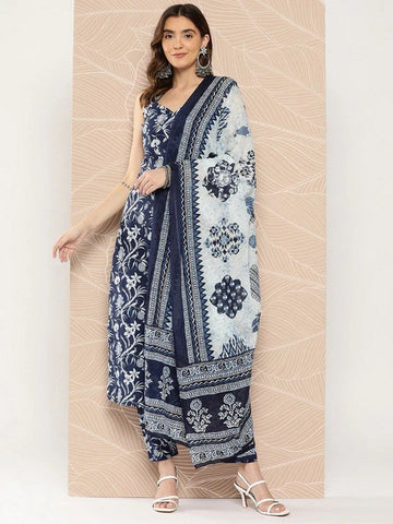 Divine Navy Blue Color Viscose Fabric Designer Suit