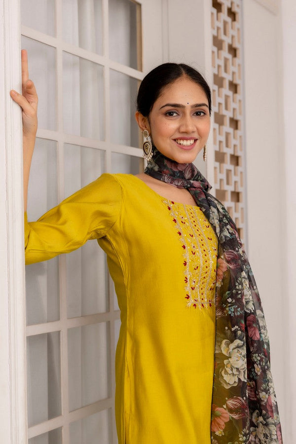 Divine Mustard Color Viscose Fabric Designer Suit