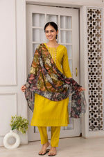 Divine Mustard Color Viscose Fabric Designer Suit