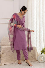 Divine Purple Color Viscose Fabric Designer Suit