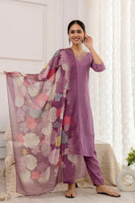 Divine Purple Color Viscose Fabric Designer Suit