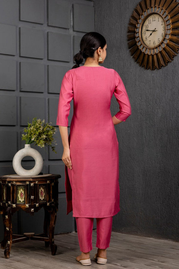 Divine Pink Color Viscose Fabric Designer Suit