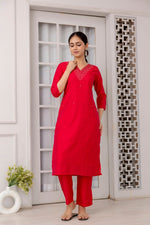 Divine Red Color Viscose Fabric Designer Suit