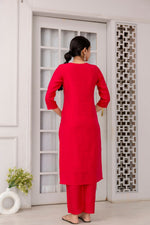 Divine Red Color Viscose Fabric Designer Suit