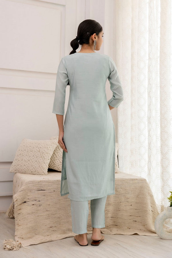 Divine Aqua Color Viscose Fabric Designer Suit