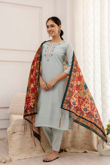 Divine Aqua Color Viscose Fabric Designer Suit