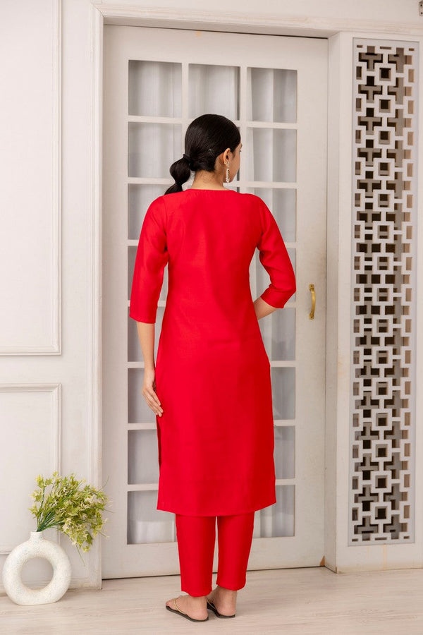 Divine Red Color Viscose Fabric Designer Suit