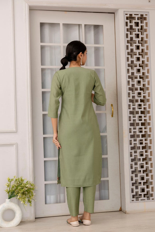 Divine Green Color Viscose Fabric Designer Suit