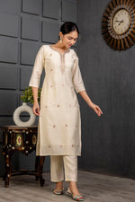 Divine Cream Color Viscose Fabric Designer Suit