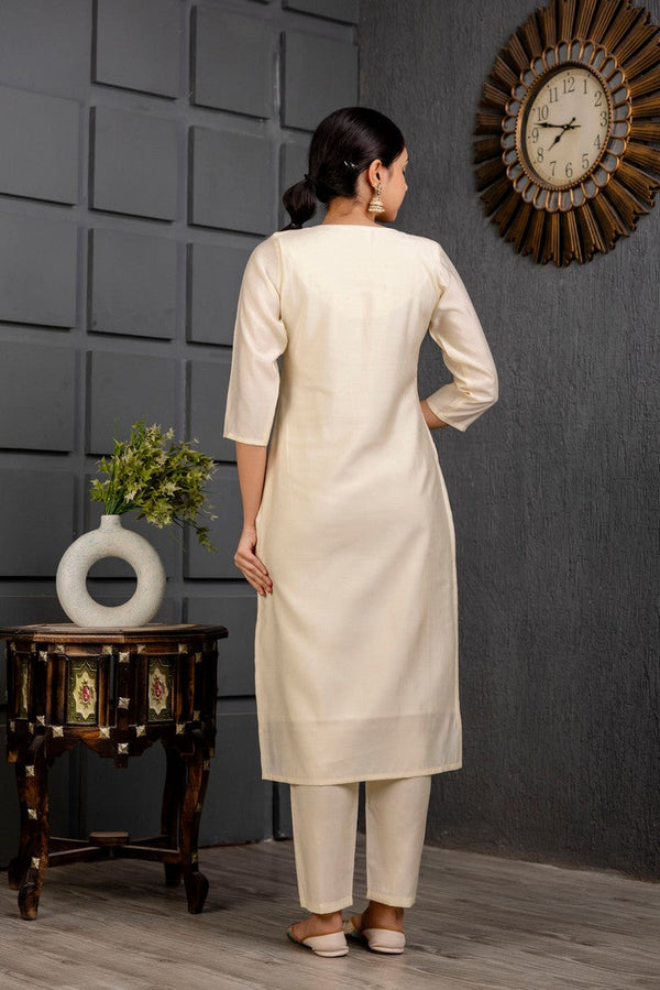 Divine Cream Color Viscose Fabric Designer Suit