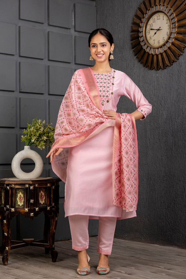 Divine Pink Color Viscose Fabric Designer Suit